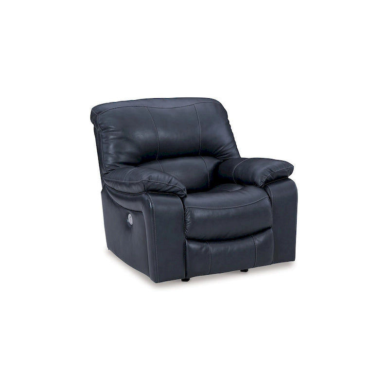Power Rocker Recliner Chair in Soft Ocean Blue Leather with USB Port