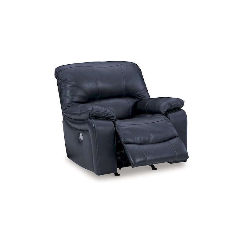 Power Rocker Recliner Chair in Soft Ocean Blue Leather with USB Port
