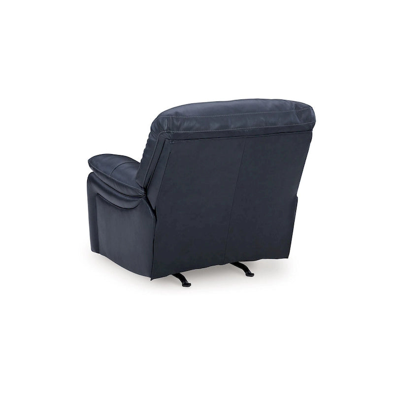 Power Rocker Recliner Chair in Soft Ocean Blue Leather with USB Port