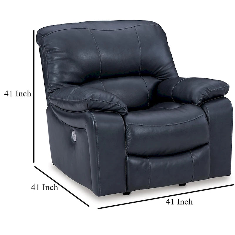 Power Rocker Recliner Chair in Soft Ocean Blue Leather with USB Port