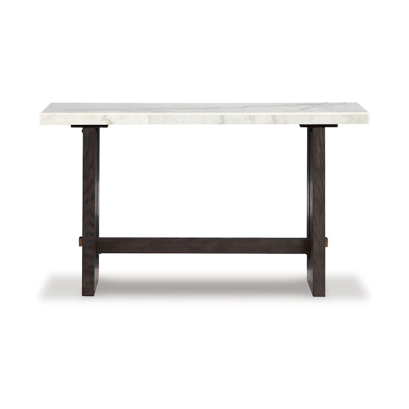 52-inch Sofa Console Table with Marble Top and Panel Legs