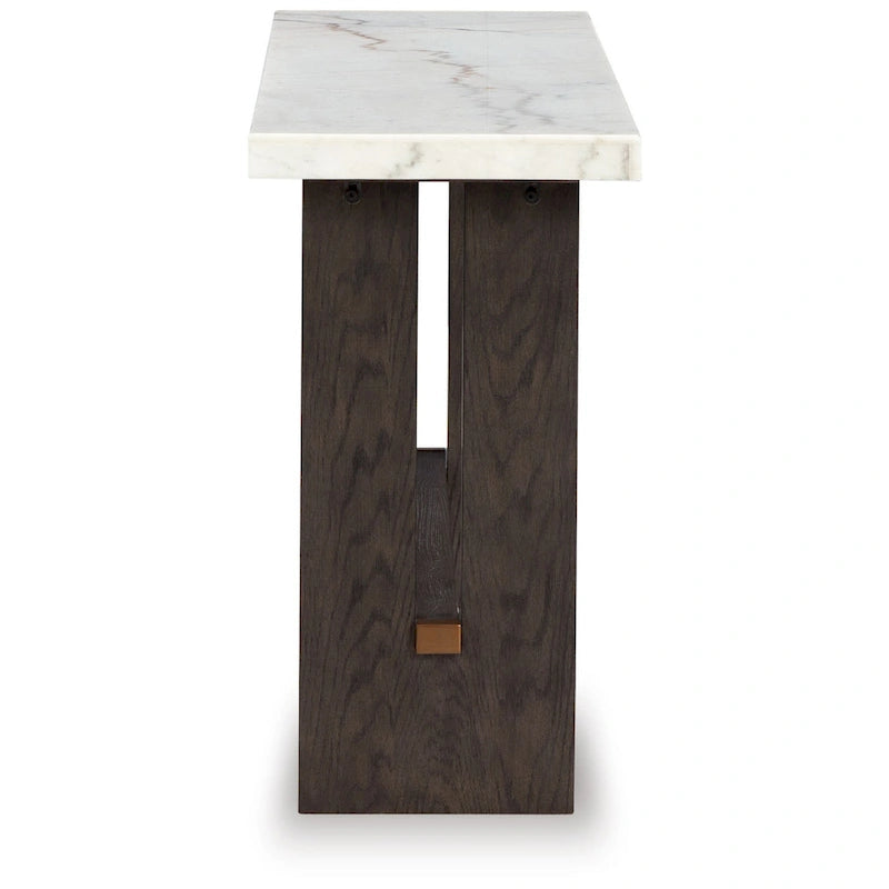 52-inch Sofa Console Table with Marble Top and Panel Legs