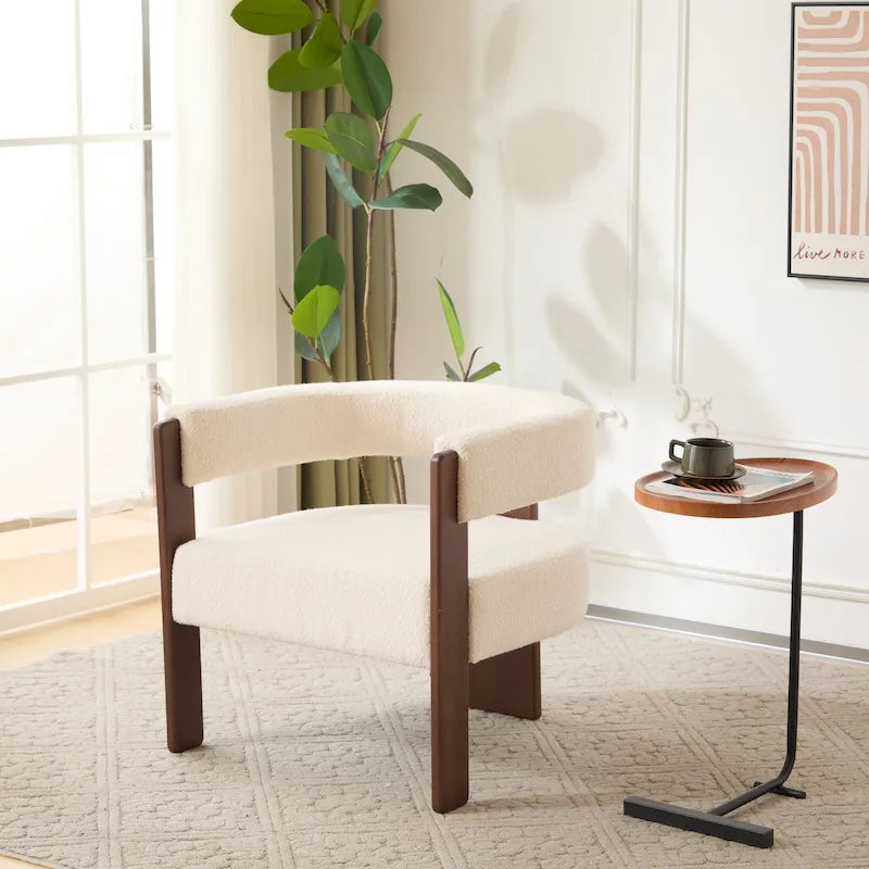 Modern Upholstered Boucle Fabric Accent Armchair