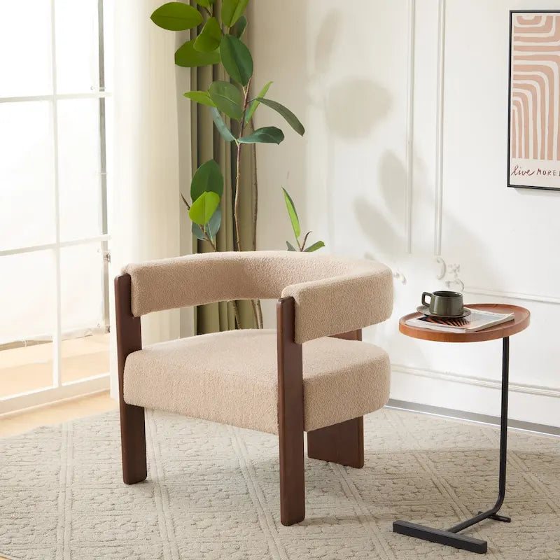 Modern Upholstered Boucle Fabric Accent Armchair