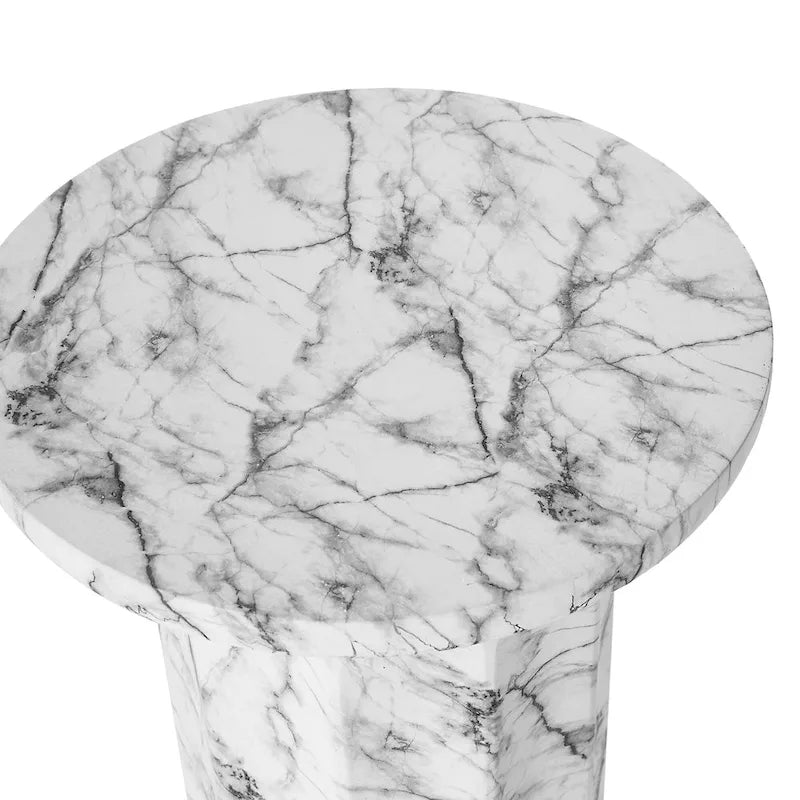 Modern Faux Marble Round Side Table, 20.75H