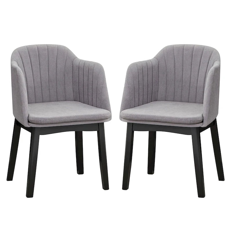 Modern Velvet Upholstered Dining Chairs with Rubber Wood Legs, 2-Pack