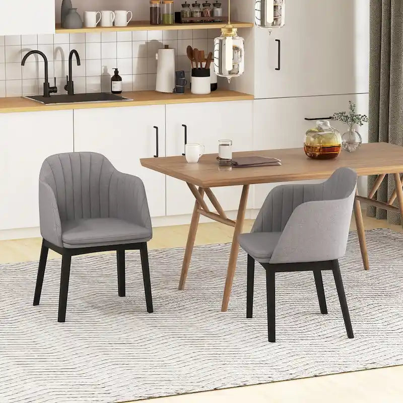 Modern Velvet Upholstered Dining Chairs with Rubber Wood Legs, 2-Pack