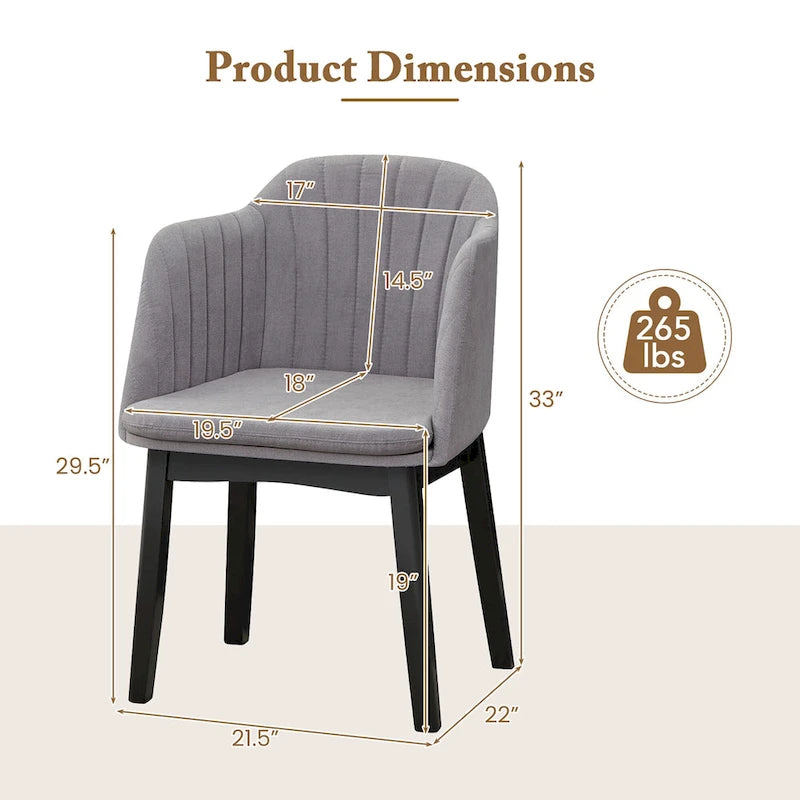 Modern Velvet Upholstered Dining Chairs with Rubber Wood Legs, 2-Pack