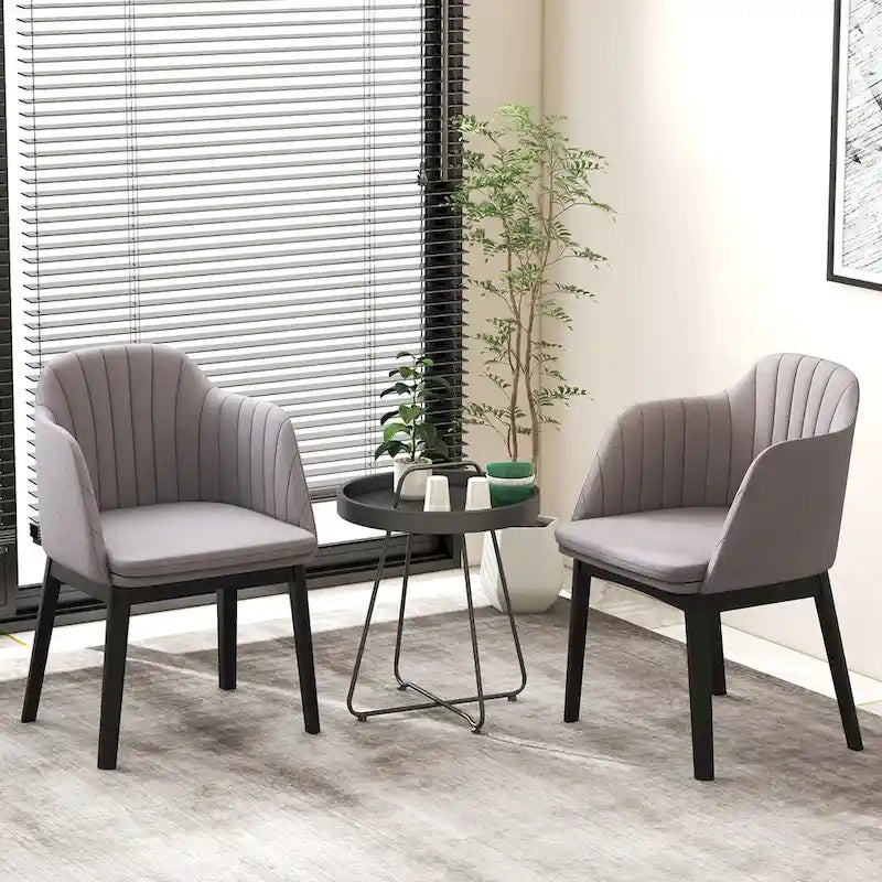 Modern Velvet Upholstered Dining Chairs with Rubber Wood Legs, 2-Pack