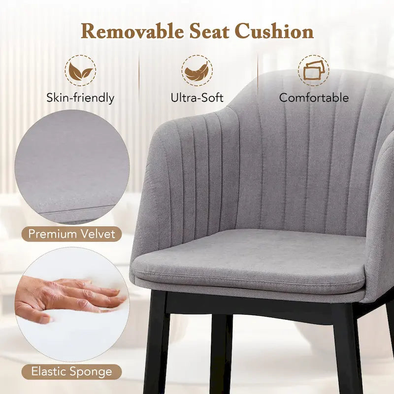 Modern Velvet Upholstered Dining Chairs with Rubber Wood Legs, 2-Pack