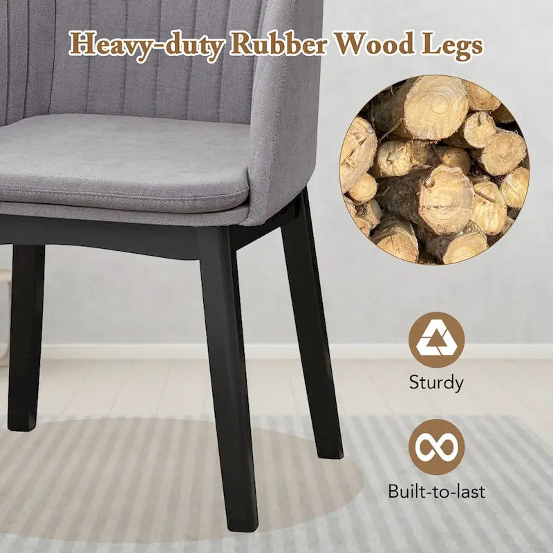 Modern Velvet Upholstered Dining Chairs with Rubber Wood Legs, 2-Pack