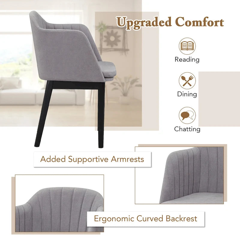 Modern Velvet Upholstered Dining Chairs with Rubber Wood Legs, 2-Pack