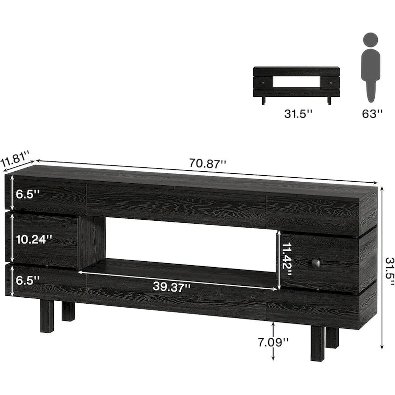 71 Inches Console Table with Storage Drawers, Farmhouse 2-Tier Entryway Table for Entrance with Display Shelf