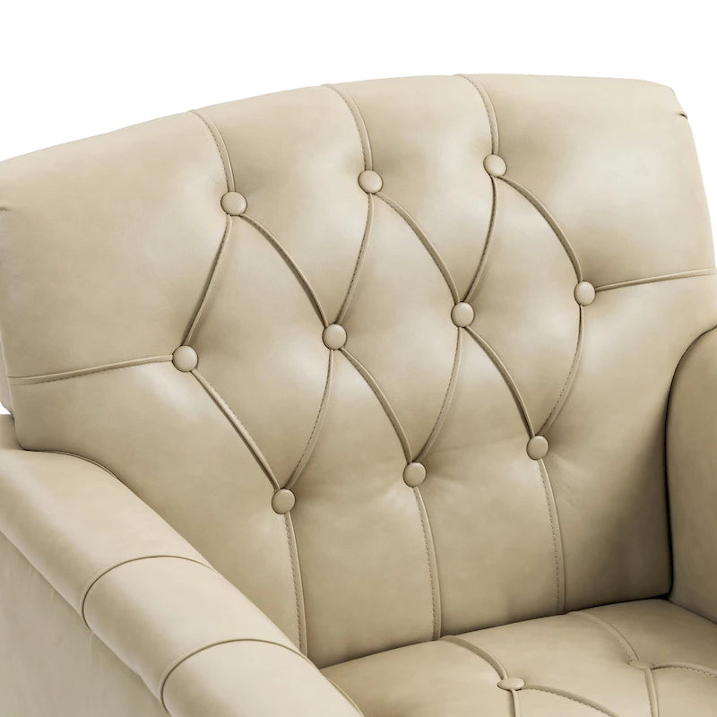 PU Leather Tufted Accent Chair with Nailhead Trim Armchair