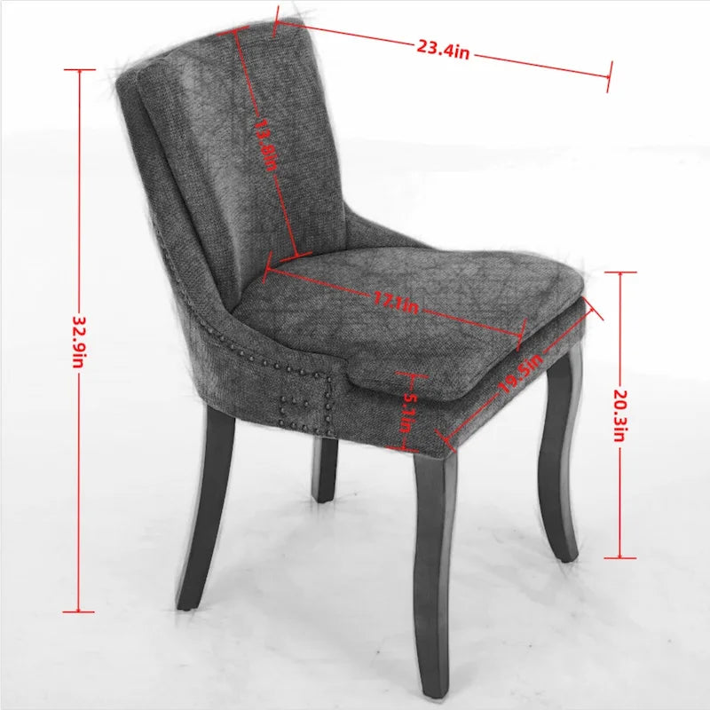 Modern Chenille Upholstered Dining Chairs with Metal Legs, 2-Pack