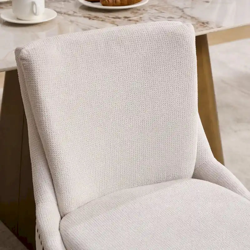 Modern Chenille Upholstered Dining Chairs with Metal Legs, 2-Pack