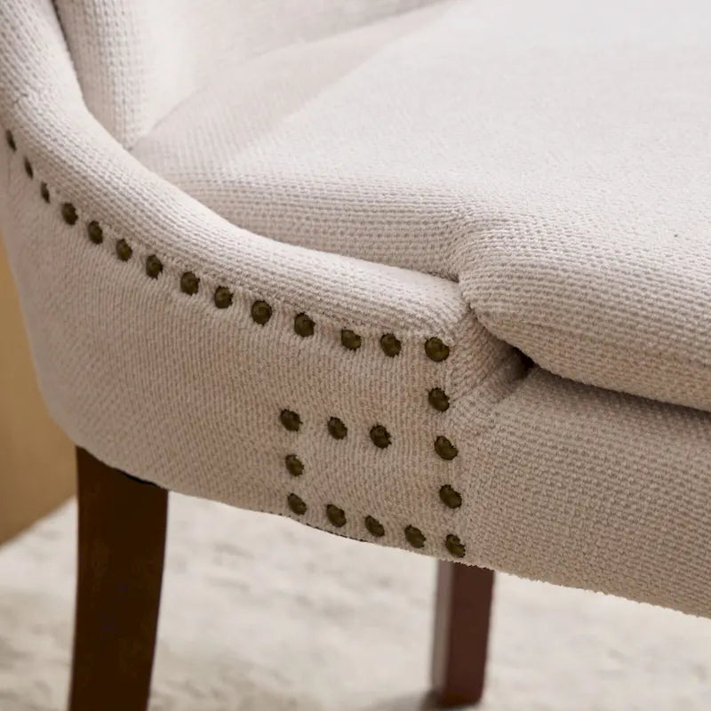 Modern Chenille Upholstered Dining Chairs with Metal Legs, 2-Pack