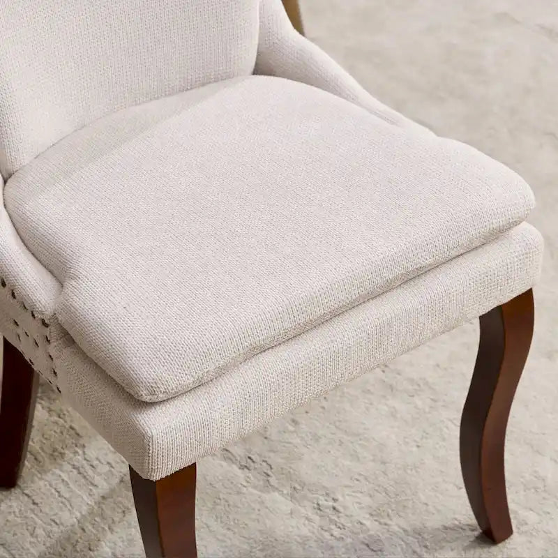 Modern Chenille Upholstered Dining Chairs with Metal Legs, 2-Pack