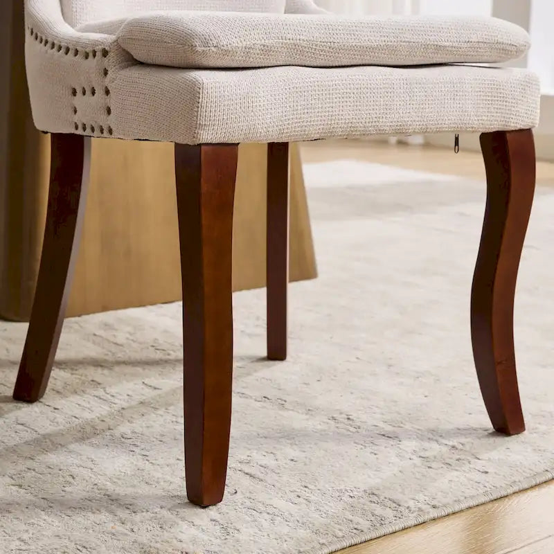 Modern Chenille Upholstered Dining Chairs with Metal Legs, 2-Pack