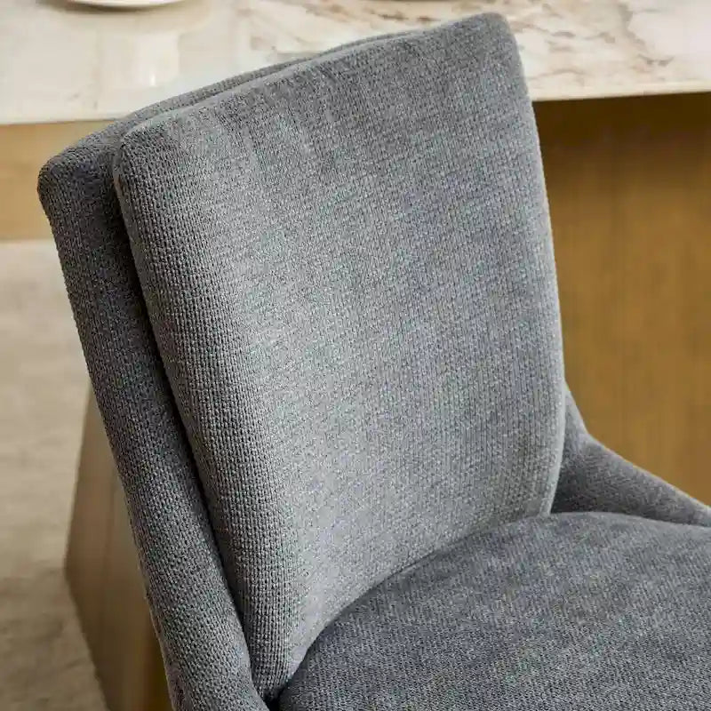 Modern Chenille Upholstered Dining Chairs with Metal Legs, 2-Pack