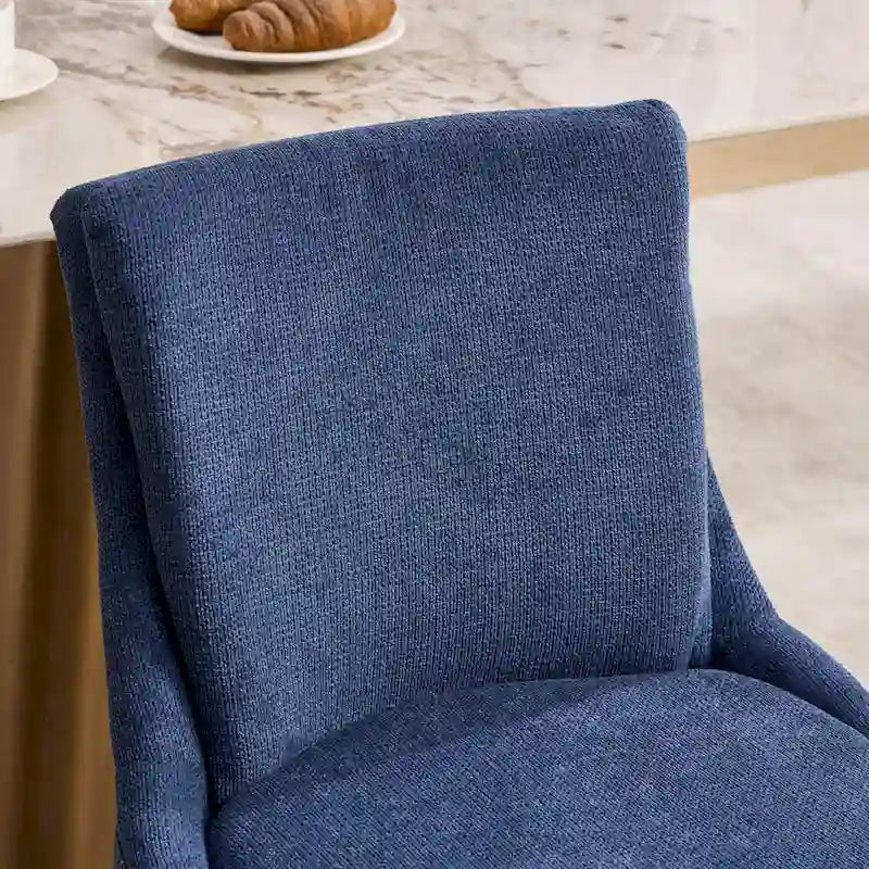 Modern Chenille Upholstered Dining Chairs with Metal Legs, 2-Pack
