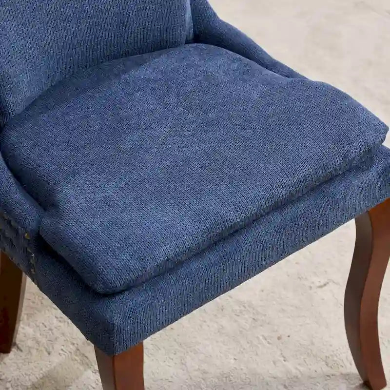 Modern Chenille Upholstered Dining Chairs with Metal Legs, 2-Pack