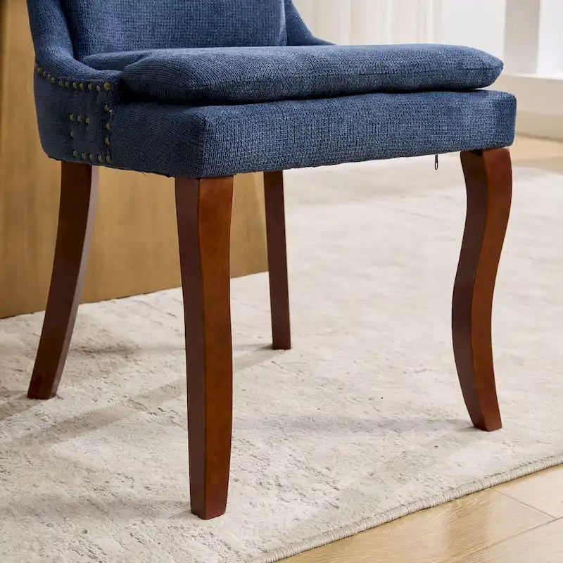 Modern Chenille Upholstered Dining Chairs with Metal Legs, 2-Pack