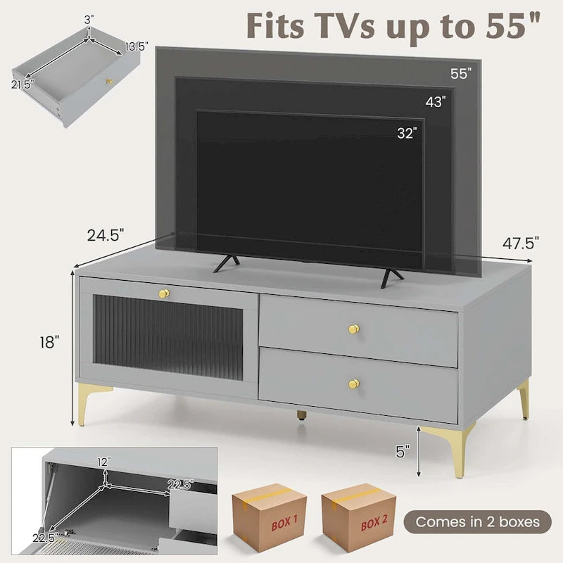 Modern TV Stand with Open Shelves and Cable Management, Fits TVs up to 65 inches
