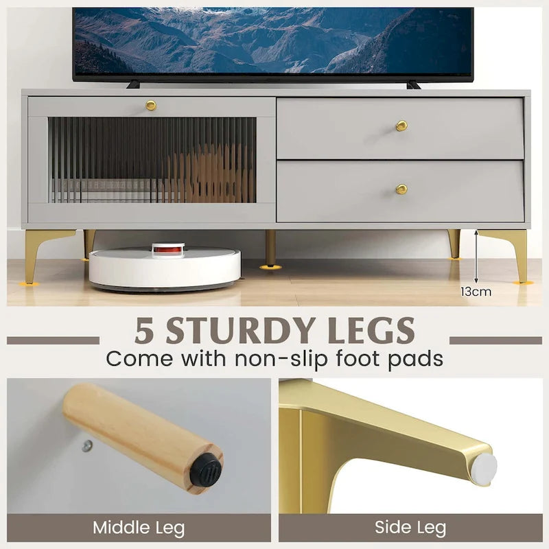 Modern TV Stand with Open Shelves and Cable Management, Fits TVs up to 65 inches