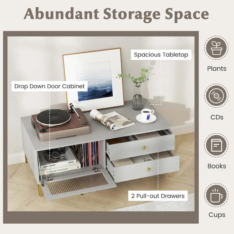 Modern TV Stand with Open Shelves and Cable Management, Fits TVs up to 65 inches