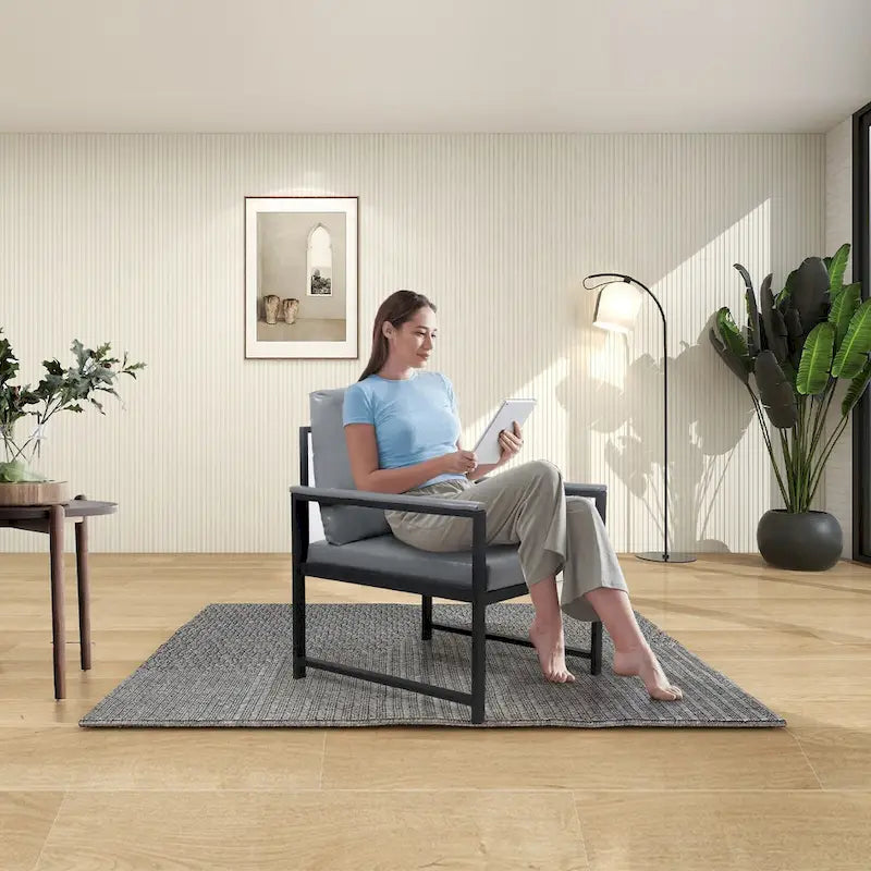 Modern 29.13 Arm Chair with Non-slip Adsorption Feet and Sturdy Metal Frame
