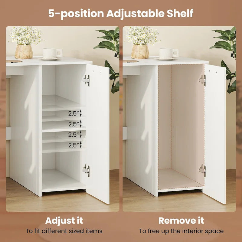 Home Office Desk 53 Inch with USB Ports Outlets and Storage Drawers