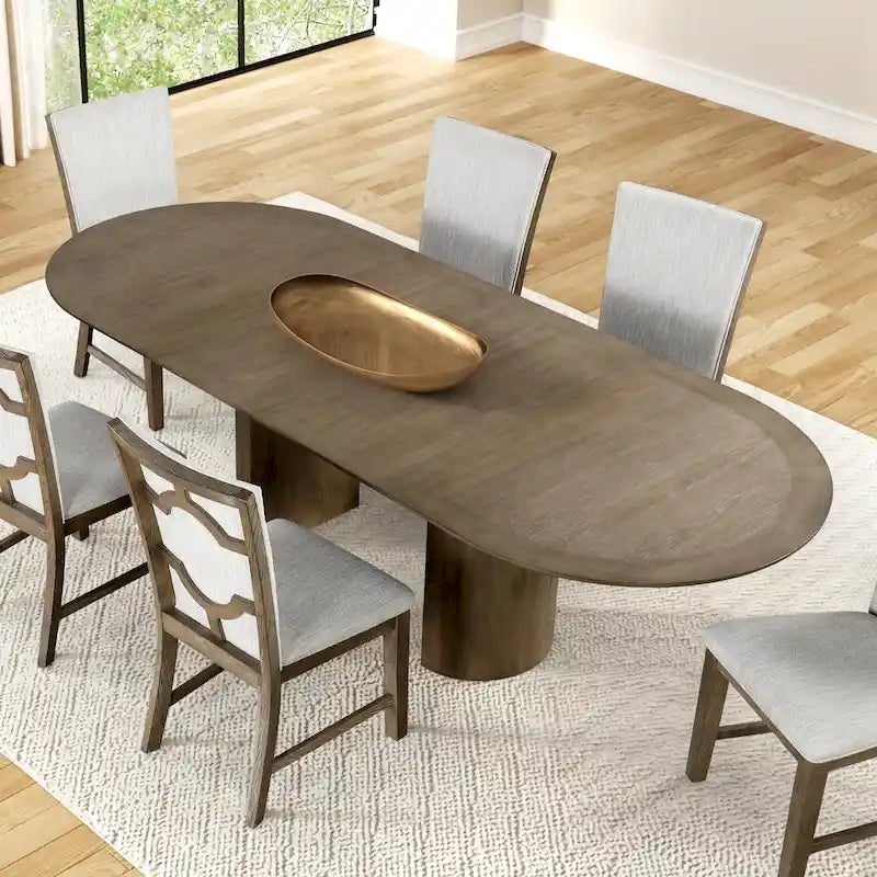 Furniture of America Modern Farmhouse Oak 102-inch Wood Extendable Dining Table