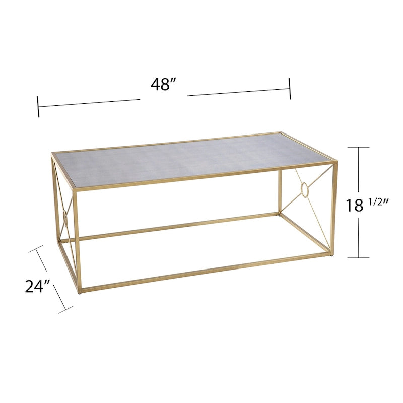 Transitional Gold Metal Coffee Table