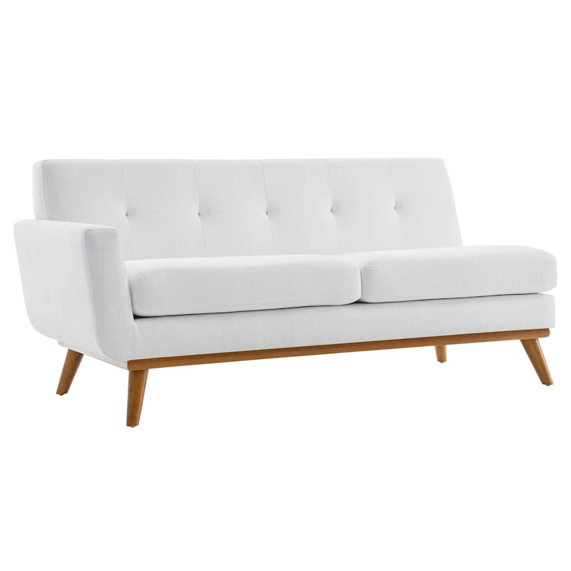 Mid-Century Modern Upholstered Left-Arm Loveseat, Azure