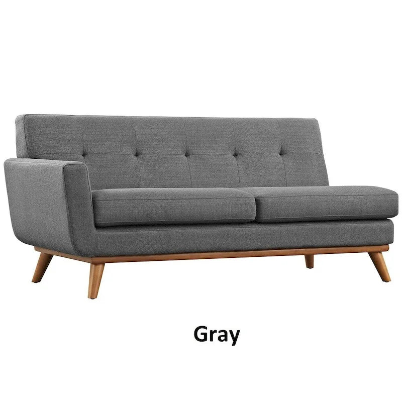 Mid-Century Modern Upholstered Left-Arm Loveseat, Azure
