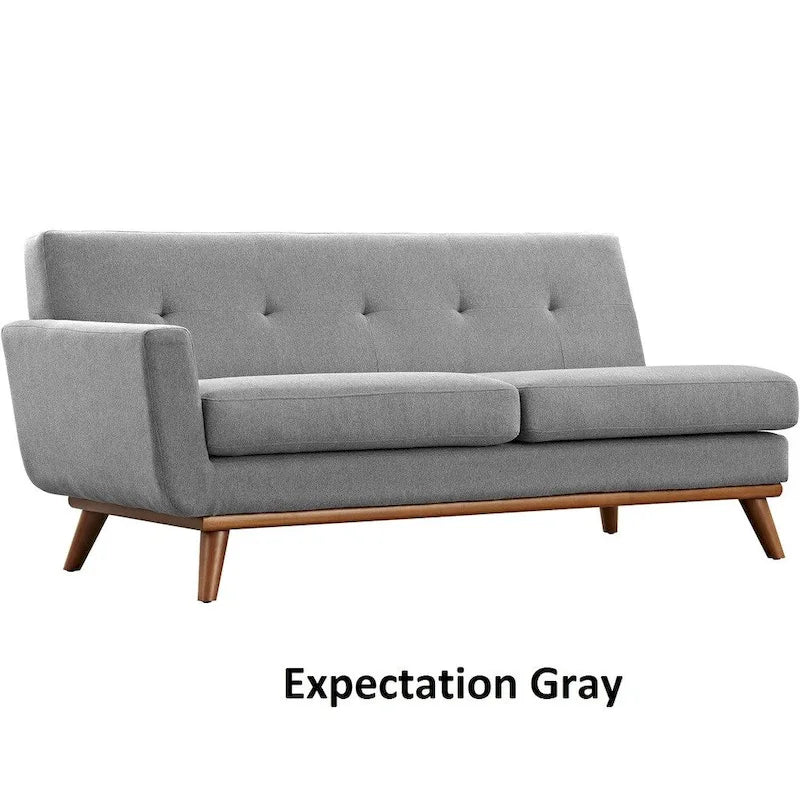 Mid-Century Modern Upholstered Left-Arm Loveseat, Azure