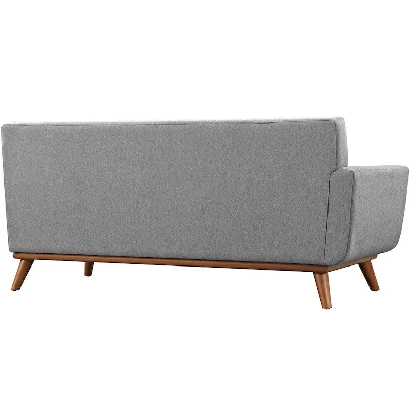 Mid-Century Modern Upholstered Left-Arm Loveseat, Azure