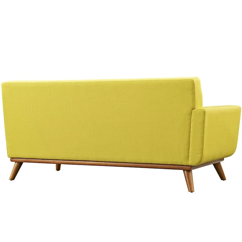 Mid-Century Modern Upholstered Left-Arm Loveseat, Azure