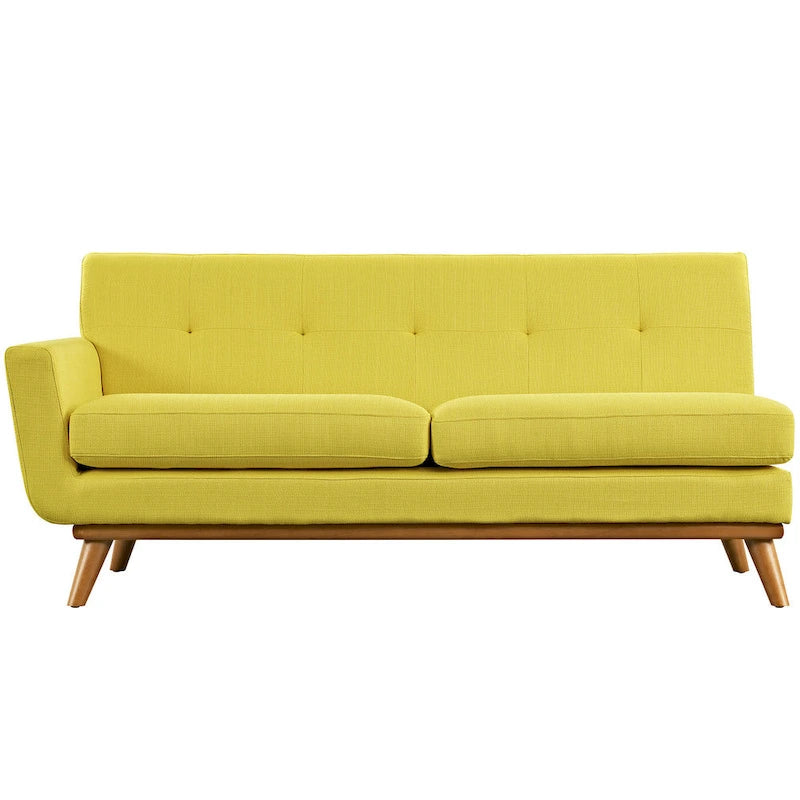 Mid-Century Modern Upholstered Left-Arm Loveseat, Azure