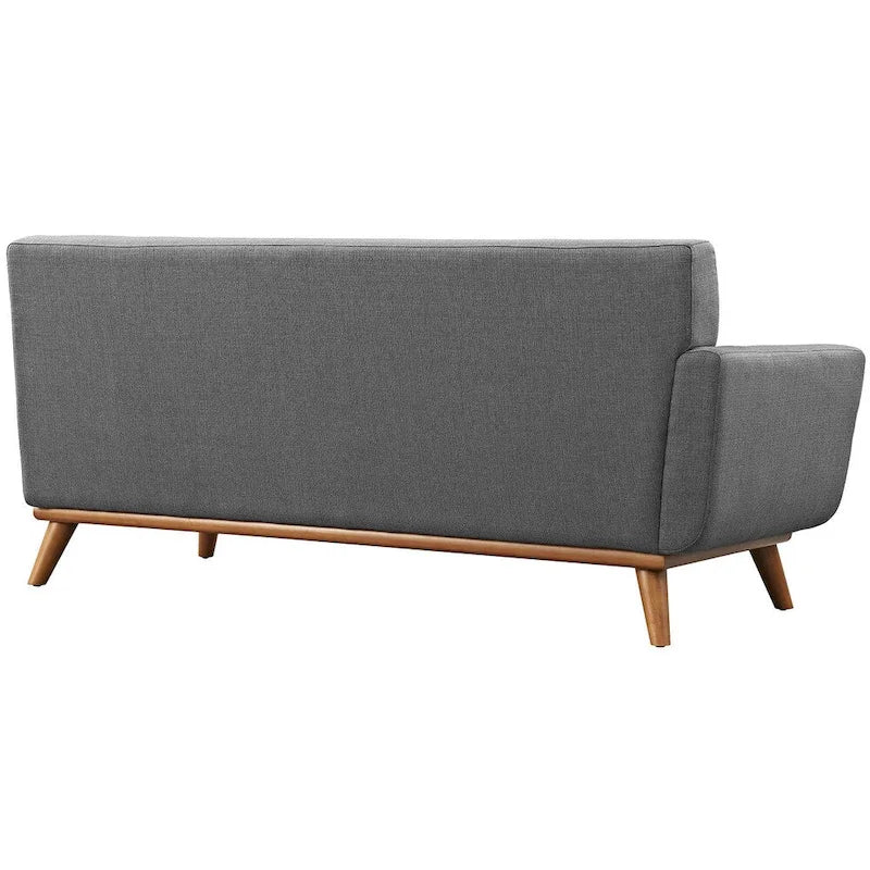 Mid-Century Modern Upholstered Left-Arm Loveseat, Azure