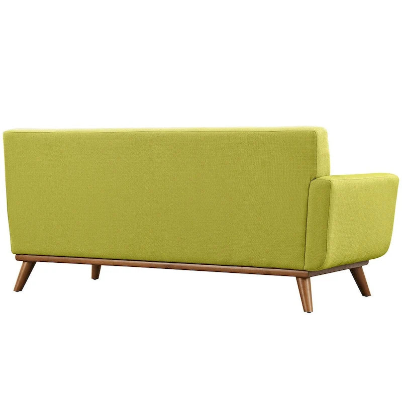 Mid-Century Modern Upholstered Left-Arm Loveseat, Azure