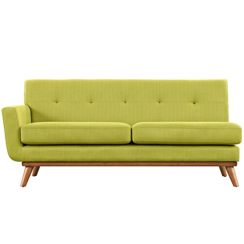 Mid-Century Modern Upholstered Left-Arm Loveseat, Azure