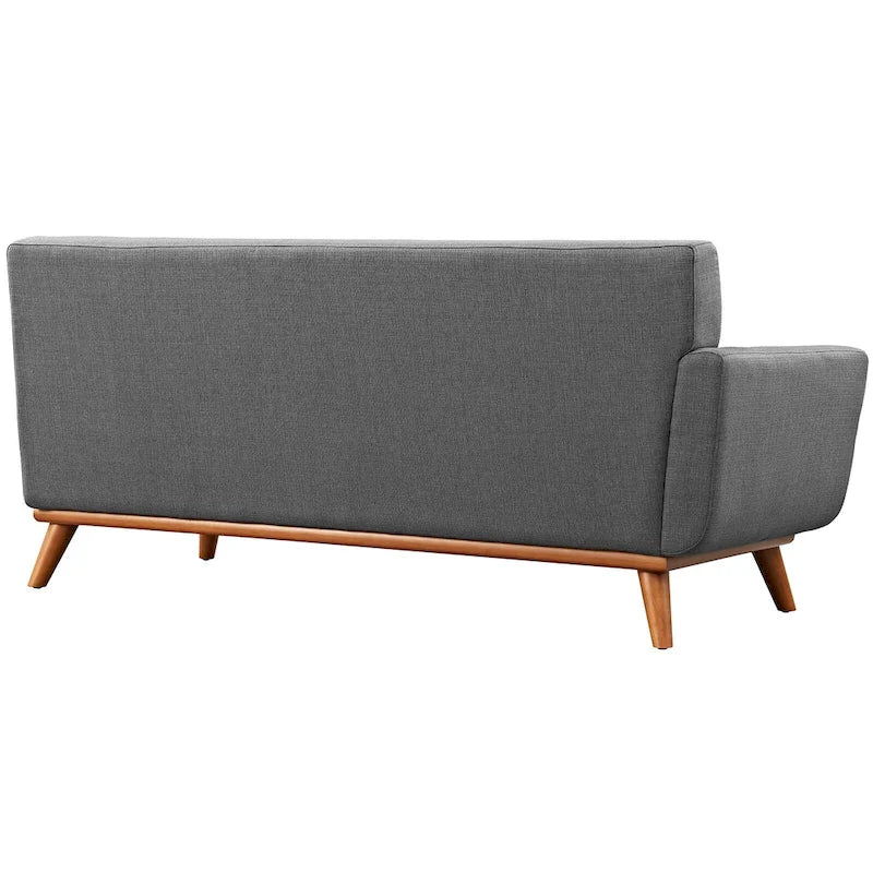 Mid-Century Modern Upholstered Left-Arm Loveseat, Azure