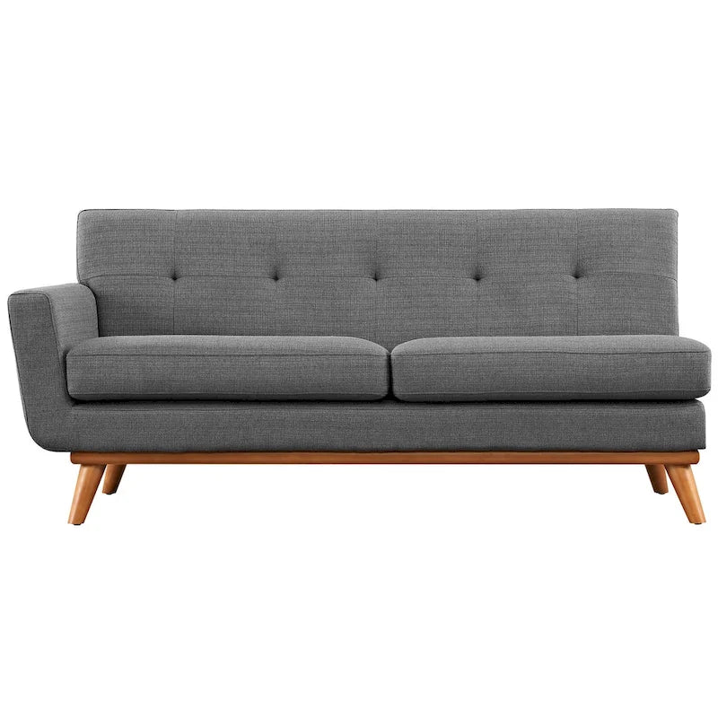 Mid-Century Modern Upholstered Left-Arm Loveseat, Azure