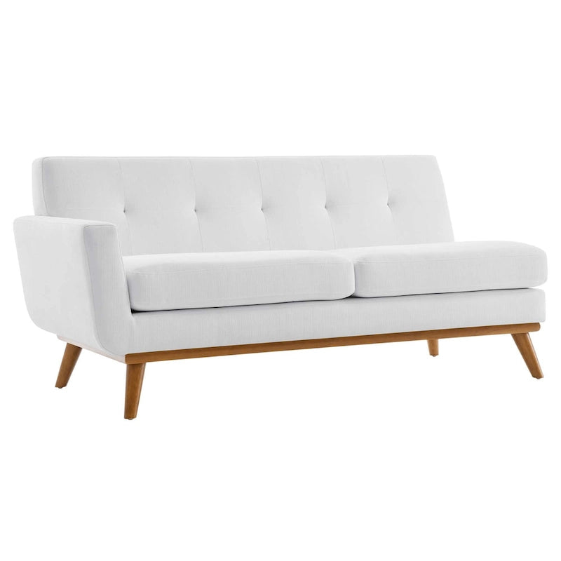 Mid-Century Modern Upholstered Left-Arm Loveseat, Azure