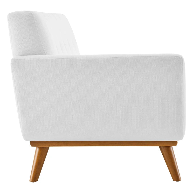 Mid-Century Modern Upholstered Left-Arm Loveseat, Azure