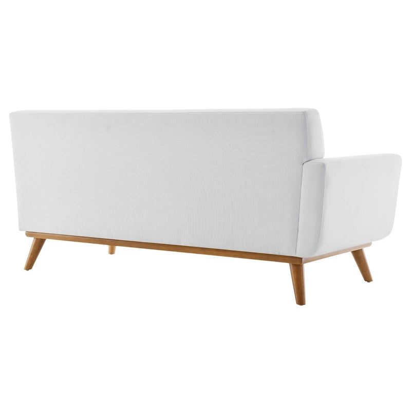 Mid-Century Modern Upholstered Left-Arm Loveseat, Azure