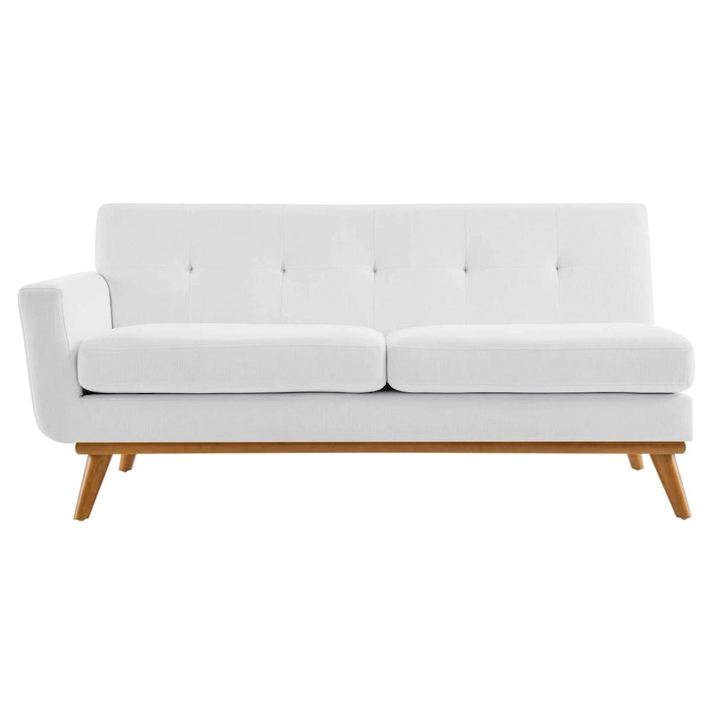 Mid-Century Modern Upholstered Left-Arm Loveseat, Azure