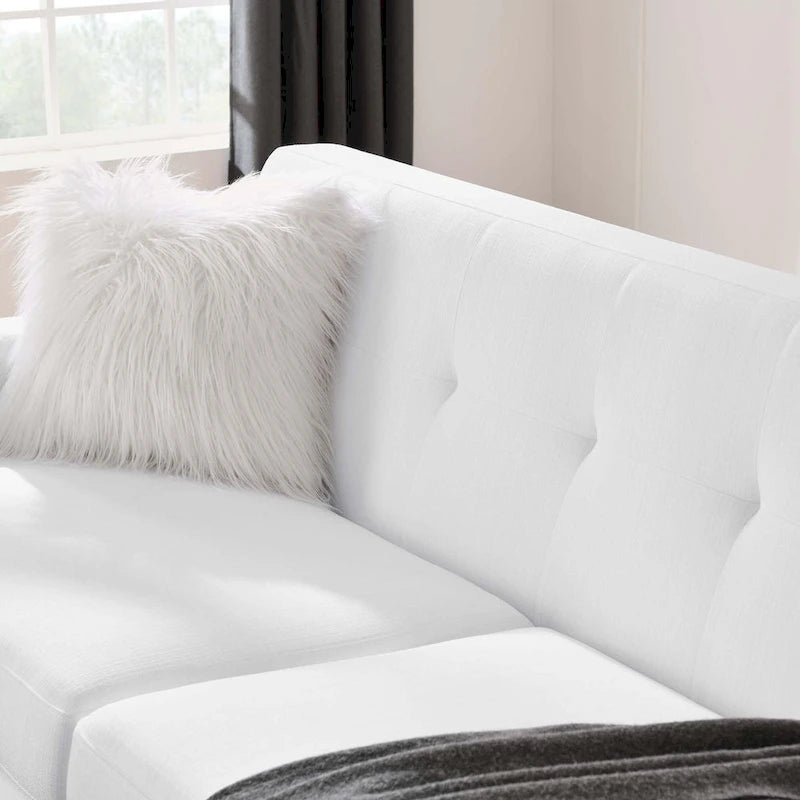 Mid-Century Modern Upholstered Left-Arm Loveseat, Azure
